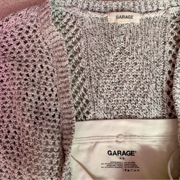 Garage Off-White Ribbed Tube Top (S) & Mixed Grey Knit Cardigan (XS/S) - Picture 2 of 10